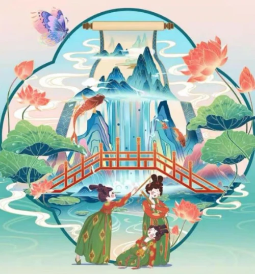 「大好山河与生肖的奇幻融合」