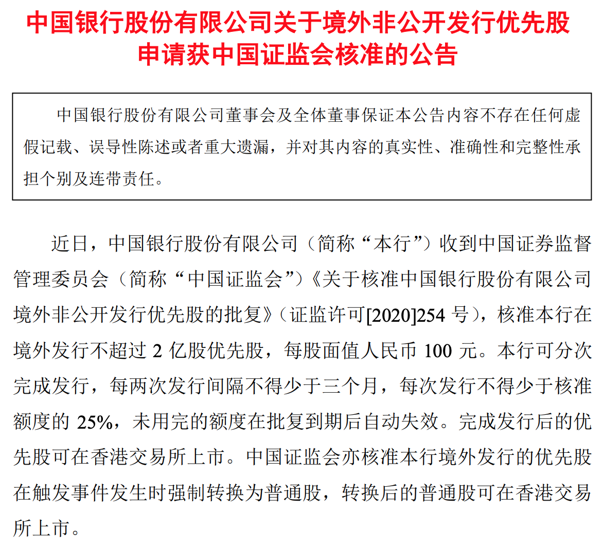 中国银行A股发行